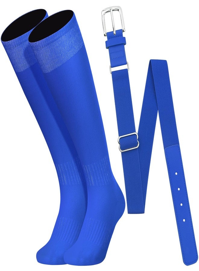 Ninsone Baseball Socks and Belt Combo Set for Youth Boys Girls Adult, Softball Tball Belt Socks with Elastic Belts - Image 1