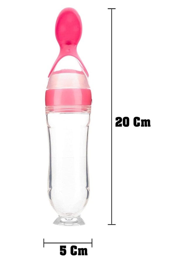 Joy Buzz Baby Food Dispensing Spoon Feeder Bottle 90ml and Fruit Feeder/Nibbler/Pacifier with Cleaning Brush Pack of 3 (Pink-BLU) - Image 3