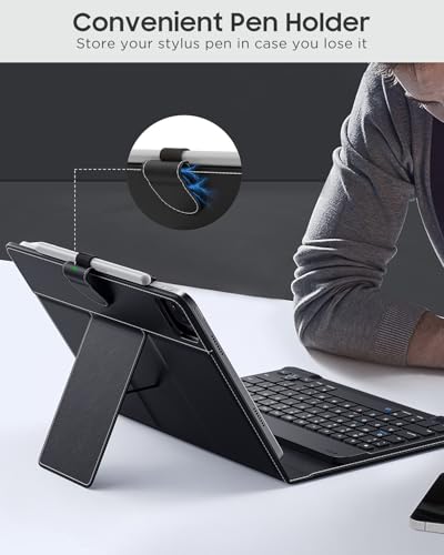 MoKo Universal Tablet Case with QWERTY Keyboard for 9-11 Inch Tablets, Including iPad, Samsung, Fire, Pixel, Other Tablets - Removable Wireless Bluetooth Keyboard & Pen Holder - Image 3
