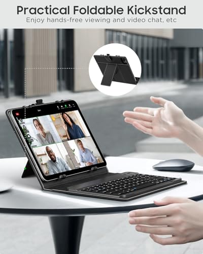 MoKo Universal Tablet Case with QWERTY Keyboard for 9-11 Inch Tablets, Including iPad, Samsung, Fire, Pixel, Other Tablets - Removable Wireless Bluetooth Keyboard & Pen Holder - Image 2