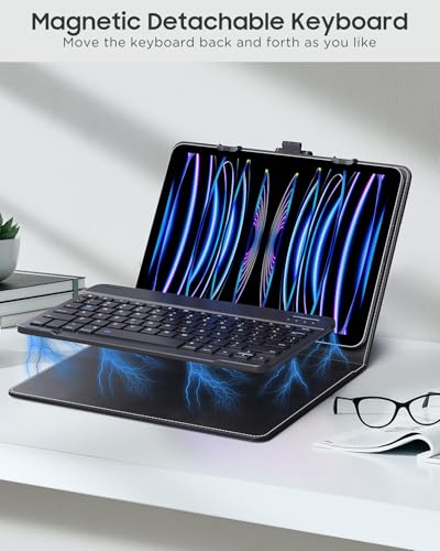 MoKo Universal Tablet Case with QWERTY Keyboard for 9-11 Inch Tablets, Including iPad, Samsung, Fire, Pixel, Other Tablets - Removable Wireless Bluetooth Keyboard & Pen Holder - Image 5