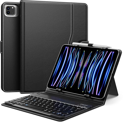 MoKo Universal Tablet Case with QWERTY Keyboard for 9-11 Inch Tablets, Including iPad, Samsung, Fire, Pixel, Other Tablets - Removable Wireless Bluetooth Keyboard & Pen Holder - Image 1