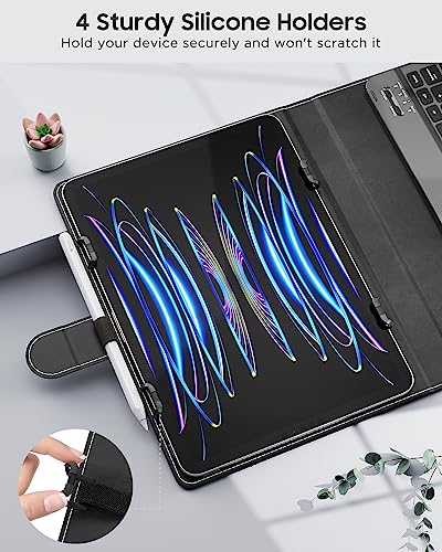 MoKo Universal Tablet Case with QWERTY Keyboard for 9-11 Inch Tablets, Including iPad, Samsung, Fire, Pixel, Other Tablets - Removable Wireless Bluetooth Keyboard & Pen Holder - Image 4