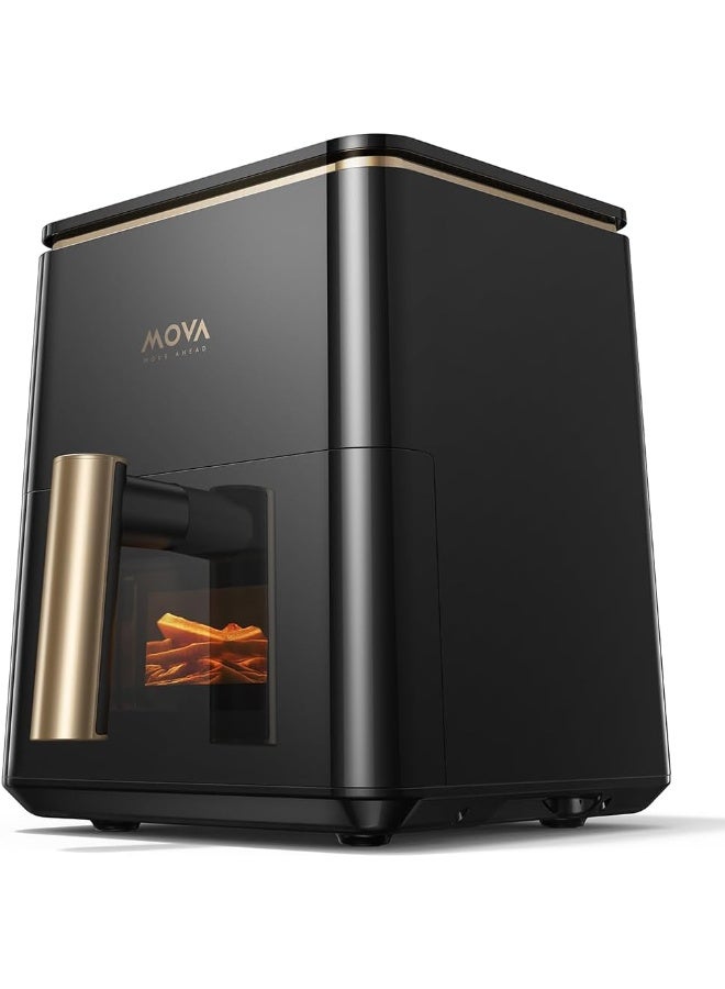 Mova AF10 Pro Air Fryer,4L Compact Airfryer with Visible Window for Quick&Easy Meals in Minutes,Premium Ceramic Coating for Extra Crisp,Touchscreen Controls with 8 Presets