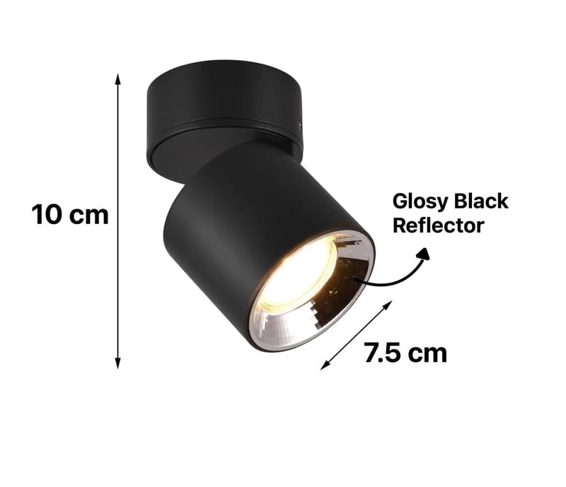 Groeien 12W LED Adjustable |360°Rotatable Surface Light | COB Black Body Cylindrical Surface Light for Living Room, Corridor, Kitchen, Home, Office, Showroom, Indoor & Outdoor Lighting(Warm White) - Image 5