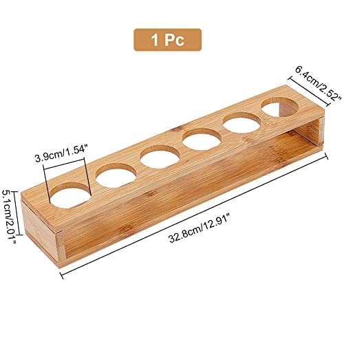 NBEADS 6 Shot Glass Holder Tray - Bamboo Serving and Storage Display for Bar Accessories, Wine Glasses, Water Planting Tube, Crystal Ball - Hole: 1.53 Inch - Image 2