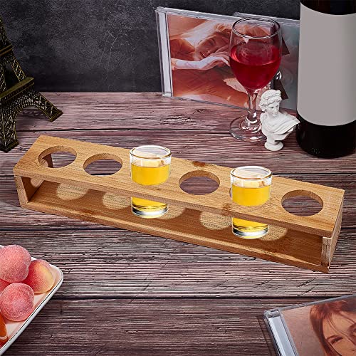 NBEADS 6 Shot Glass Holder Tray - Bamboo Serving and Storage Display for Bar Accessories, Wine Glasses, Water Planting Tube, Crystal Ball - Hole: 1.53 Inch - Image 4