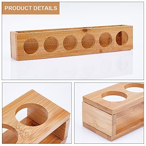 NBEADS 6 Shot Glass Holder Tray - Bamboo Serving and Storage Display for Bar Accessories, Wine Glasses, Water Planting Tube, Crystal Ball - Hole: 1.53 Inch - Image 5