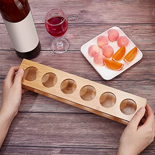 NBEADS 6 Shot Glass Holder Tray - Bamboo Serving and Storage Display for Bar Accessories, Wine Glasses, Water Planting Tube, Crystal Ball - Hole: 1.53 Inch - Image 3