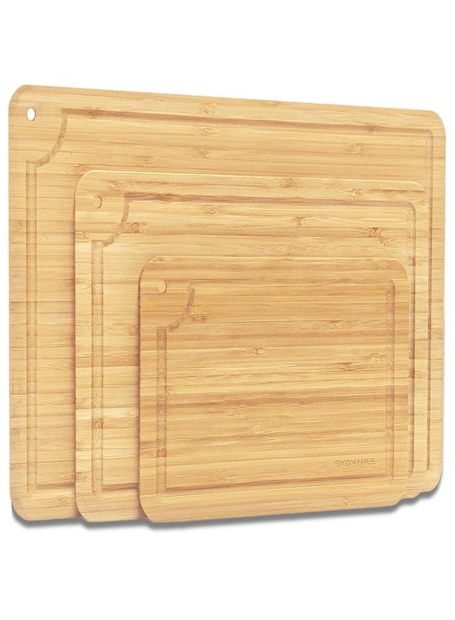 Skovtree Bamboo Cutting Board Set of 3, Cutting Board for Kitchen with Handle, Juice Groov, Chopping Board for Meat, Vegetables, Fruits - Image 1