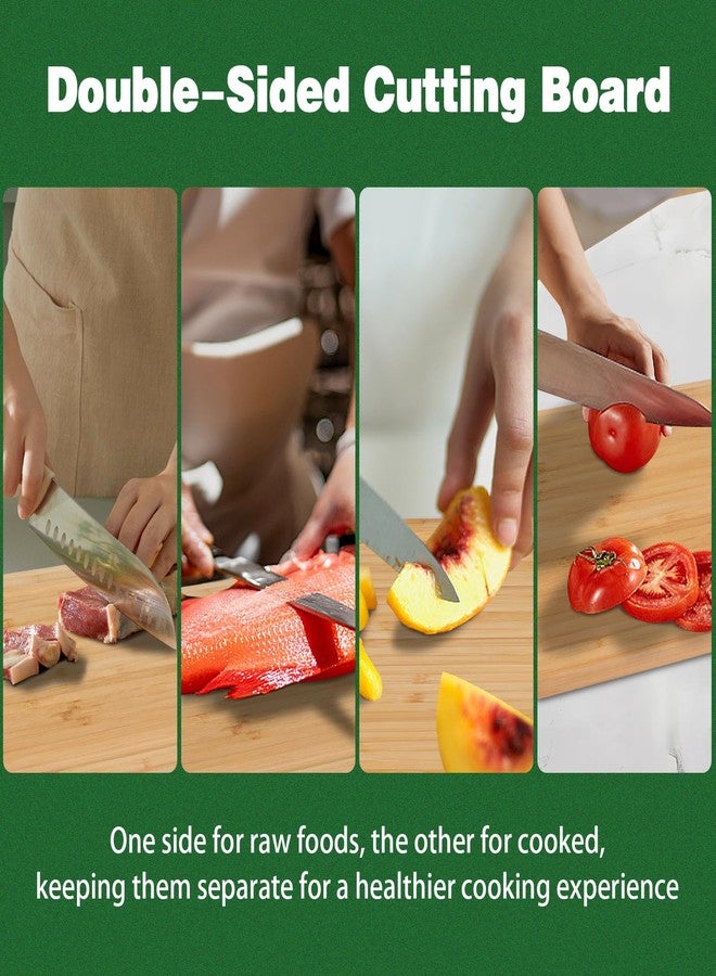 Skovtree Bamboo Cutting Board Set of 3, Cutting Board for Kitchen with Handle, Juice Groov, Chopping Board for Meat, Vegetables, Fruits - Image 4