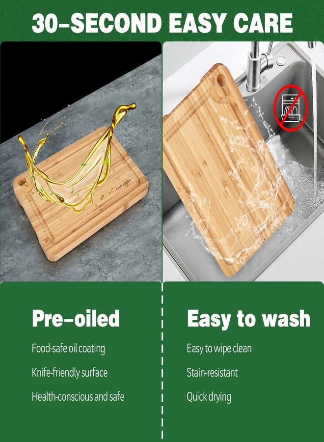 Skovtree Bamboo Cutting Board Set of 3, Cutting Board for Kitchen with Handle, Juice Groov, Chopping Board for Meat, Vegetables, Fruits - Image 5