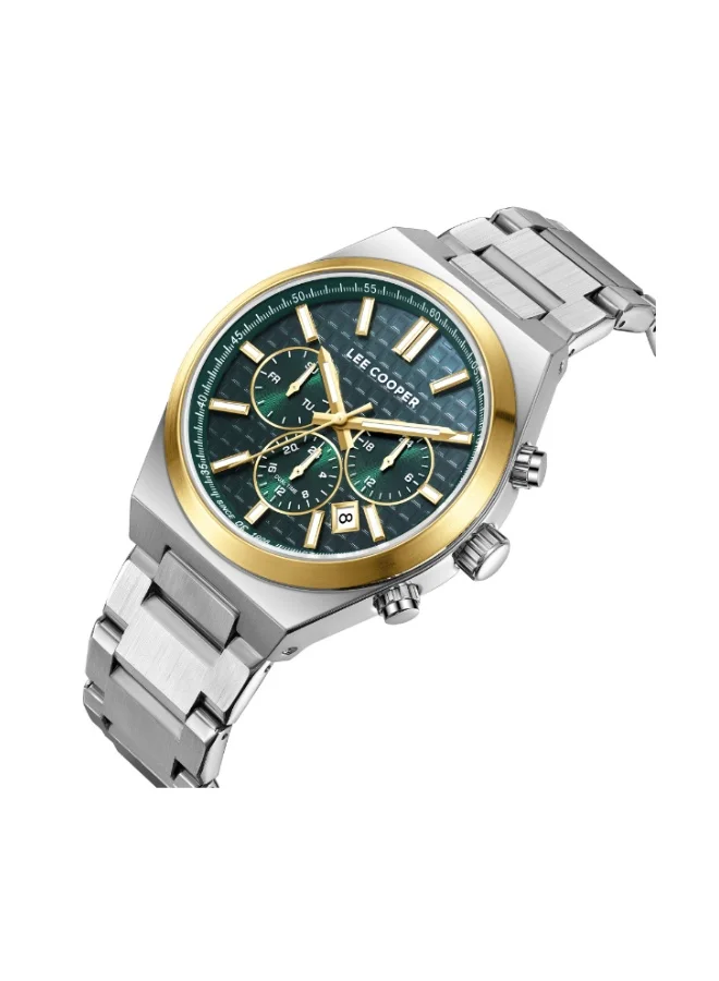 Lee Cooper LEE COOPER Men's JP25 Movement Watch, Multi Function Display and Metal Strap - LC08084.270, Dark Green