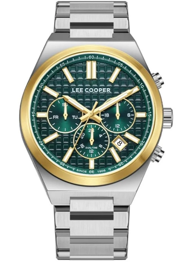 Lee Cooper LEE COOPER Men's JP25 Movement Watch, Multi Function Display and Metal Strap - LC08084.270, Dark Green