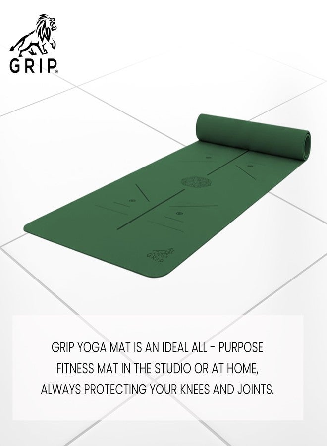 جريب بساط يوغا GRIP® | بساط تمارين | 24 × 72 بوصة | سمك 6 مم | تصميم محاذاة ماندالا | مانع للانزلاق | للمنزل والنادي الرياضي | للرجال والنساء | اللون الأخضر - Image 2