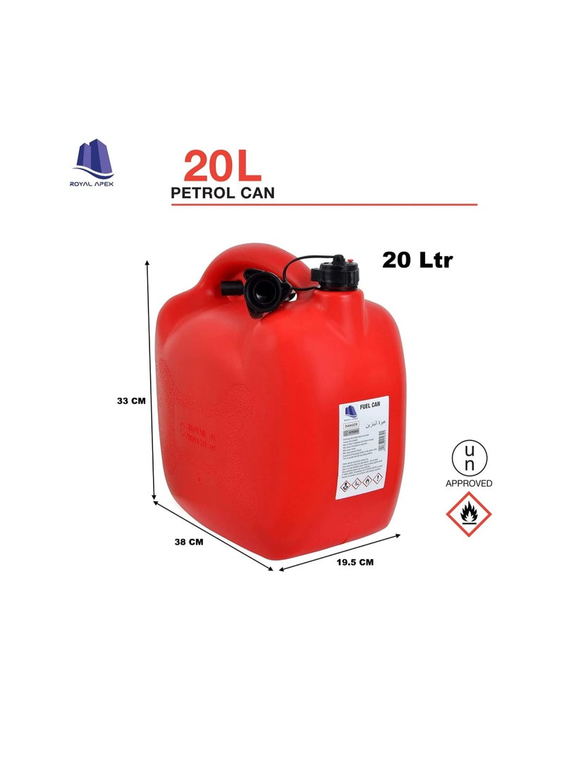 PVC Jerry Can PVC Fuel Can Container for Oil Petrol Diesel Storage Moving Red Cans, UN Regulations Approved Heavy Duty Backup Petrol Tanks Mount for Motorcycle SUV ATV Most Cars (20 Ltr)  - Image 2
