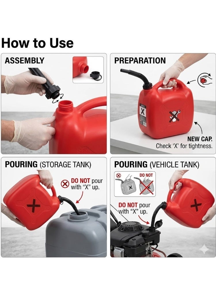 PVC Jerry Can PVC Fuel Can Container for Oil Petrol Diesel Storage Moving Red Cans, UN Regulations Approved Heavy Duty Backup Petrol Tanks Mount for Motorcycle SUV ATV Most Cars (20 Ltr) - Image 3