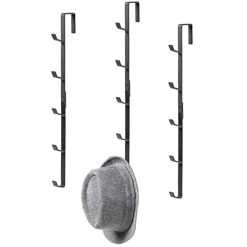 INDIAN DECOR INDIAN DECOR 28316 Black Metal OverTheDoor Coat Hat Purse Rack with 5 Hooks Metal Black Large  - Image 2