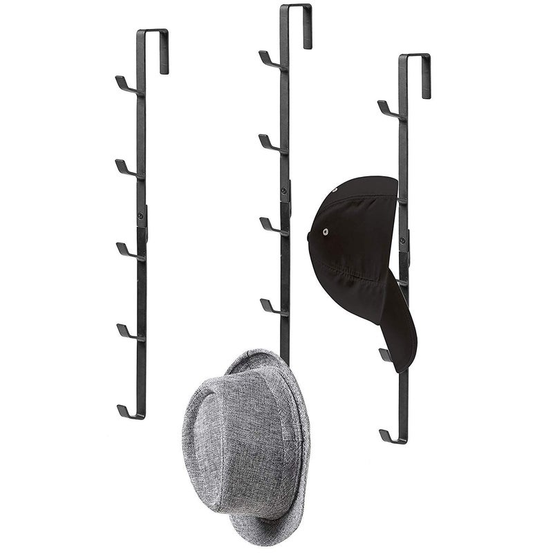 INDIAN DECOR INDIAN DECOR 28316 Black Metal OverTheDoor Coat Hat Purse Rack with 5 Hooks Metal Black Large  - Image 5