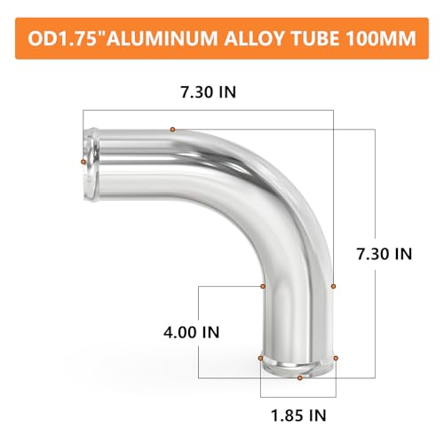 GASHER 1PCS 90 Degree Elbow Aluminum Alloy Tube Intercooler Pipe Air Intake Tube 175OD Leg Length 4 100mm with Bead Roll - Image 3