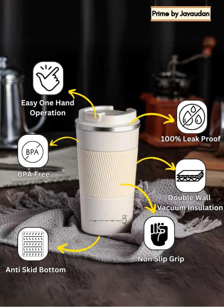 Prime by javaudan Coffee Mug Coffee Cup Travel Mug Reusable Insulated Coffee Cup Vacuum Insulation Stainless Steel Thermal Coffee Mug for Hot Cold Drinks with Non-Slip Protective Cover - 510ml - Image 2