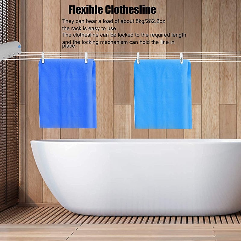 JENY Flexible Retractable Clothesline Plastic Clothes Line Automatic Telescopic Drying Rack Wall Mounted Clothes Hanging Line for Indoor Heavy Duty Rope Hanger for Drying Laundry line Outdoor - Image 5