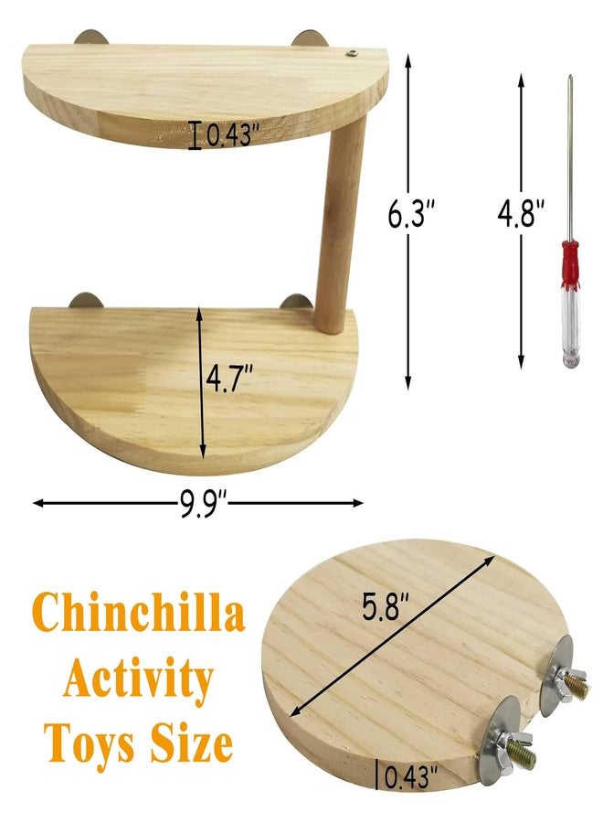 كاثسون منصة وقوف للهامستر من كاثسون، خشب طبيعي، مستويين، دواسة، لوح وقوف دائري للجرذان، ملحقات قفص السنجاب، ألعاب أنشطة للهامستر القزم، الشنشيلة، الببغاء، الفأر، 3 قطع - Image 2