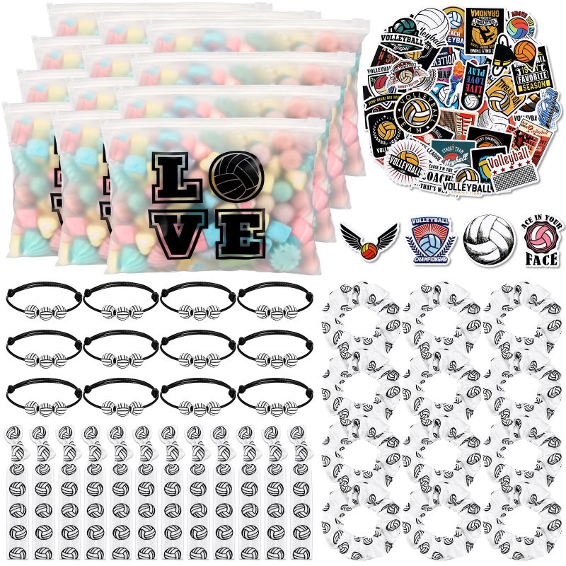 Yeyeplum 190 Pcs Volleyball Party Favors Volleyball Team Gifts for Women Include Goodie Makeup Bags Bracelet Hair Bands Hair Ties Stickers for Sport Lovers Birthday Party Decoration - Image 1
