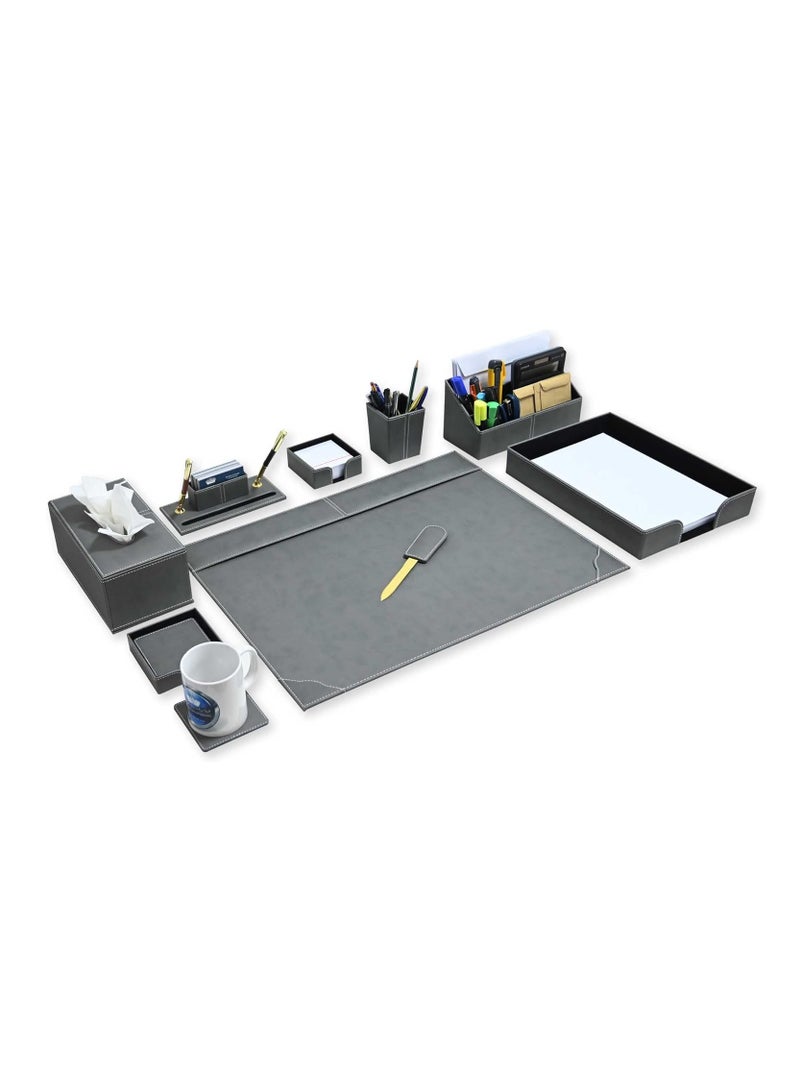 FIS 9-Piece FIS Executive Desk Set Italian PU, Grey Colour - FSDS172GY - Image 2
