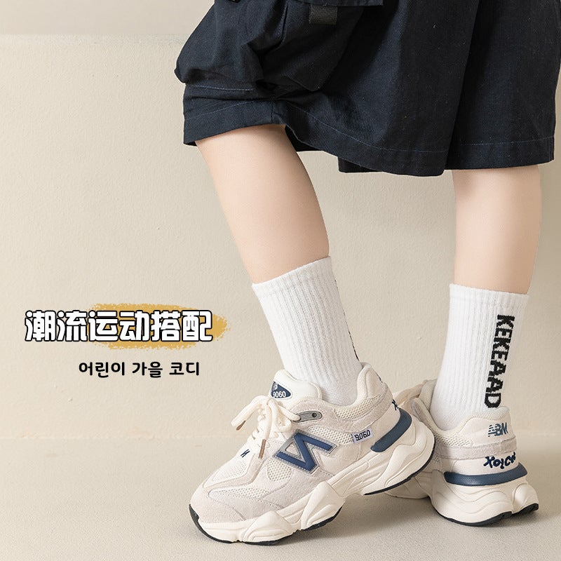 Children'S Socks Mid-Calf Cotton Socks Boys Students Letters Tide Socks Middle And Big Children Teenagers Sports Socks - Image 5