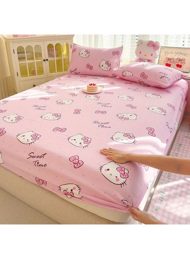 Cute Cartoon Fitted Bed Sheet With Two Pillowcases 150x200 For Single Size Mattresses Soft Machine Washable Bedding Accessory - Image 3