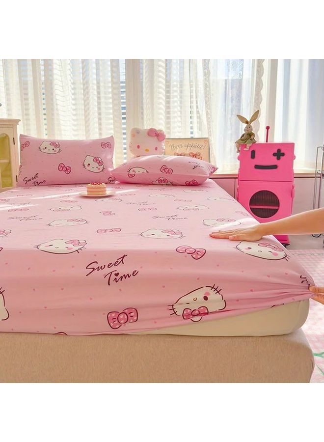 Cute Cartoon Fitted Bed Sheet With Two Pillowcases 150x200 For Single Size Mattresses Soft Machine Washable Bedding Accessory - Image 4