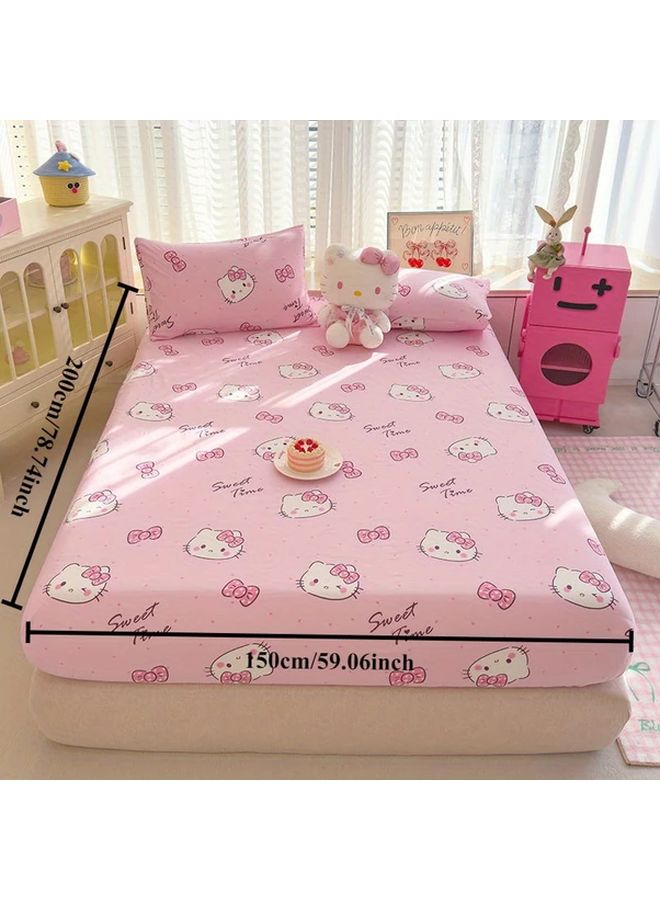 Cute Cartoon Fitted Bed Sheet With Two Pillowcases 150x200 For Single Size Mattresses Soft Machine Washable Bedding Accessory - Image 2