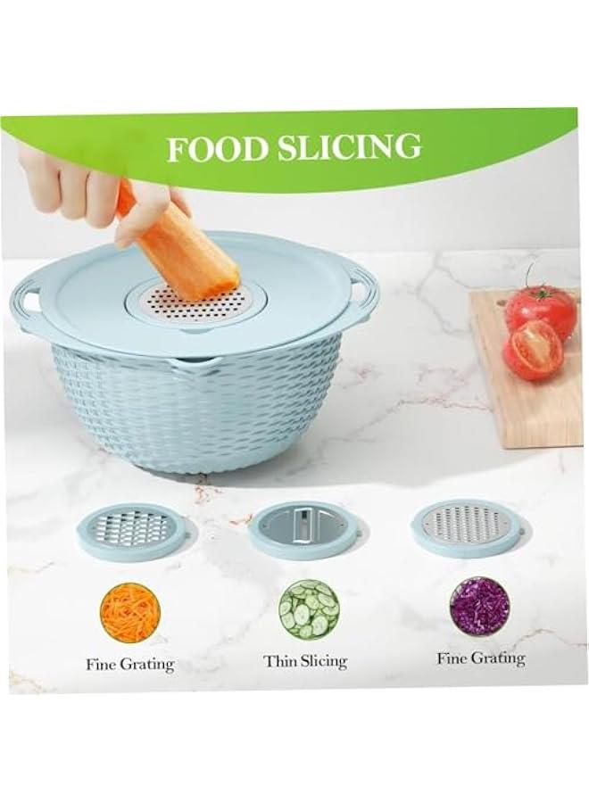 HOOKOR 4-1 Colander with Mixing Bowl Set - Strainers for Kitchen, Food Strainers and Colanders, Pasta Strainer, Rice Strainer, Fruit Cleaner, Veggie Wash, Salad Spinner (Blue) - Image 3