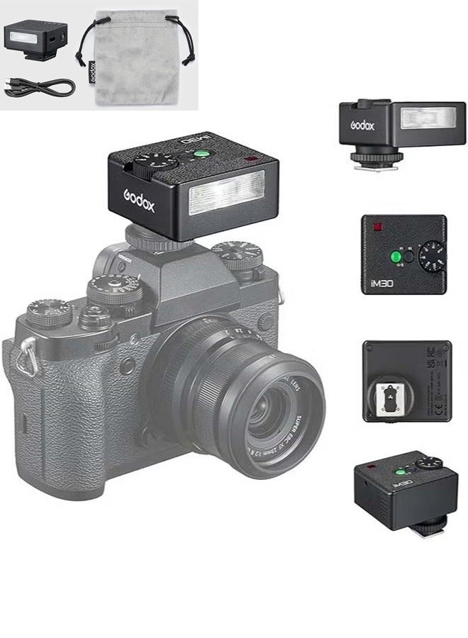 Godox Godox iM30 Camare Flash,Mini Flash Speedlite,GN15 with 13 Levels Flash Power, CCT 6500K±200K with S1/S2 Optical Control for Fuji, for Canon, for Nikon, for Sony, for Olympus Camera - Image 1
