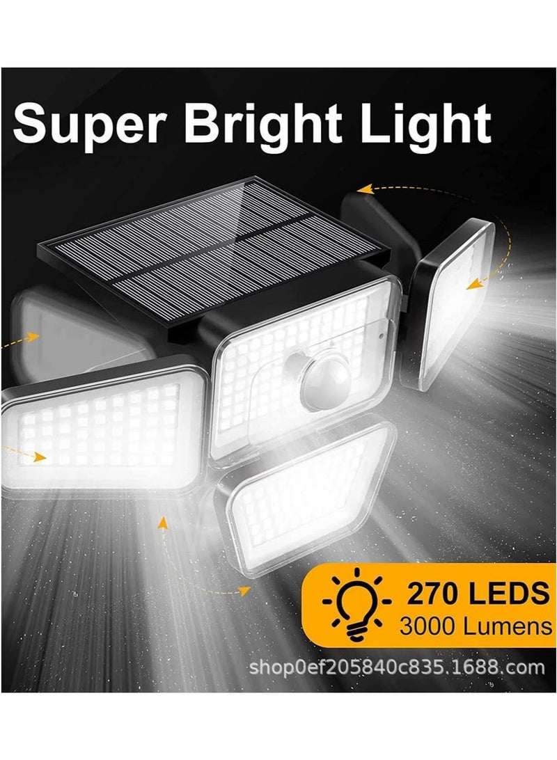 كيلا كشاف طاقه شمسيه كبس على الطاقه الشمسيه أضواء خارجية تعمل بالطاقة الشمسية، 288 مصباح LED بأربعة رؤوس مع مستشعر حركة، مصابيح خارجية بزاوية واسعة 270 درجة، مقاومة للماء IP65، مصابيح منطقة الشارع مع 3 أوضاع، أضواء خارجية تعمل بالطاقة الشمسية للفناء والحديقة والجراج - Image 2