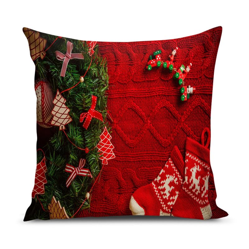 BMRGIFTS Soft Fabric Designer Decorative Printed Merry Christmas Theme Cushion Cover Xmas Decorations for Sofa Living Room Set of 5 12 x 12 inch Multi (CHMCC63) - Image 3