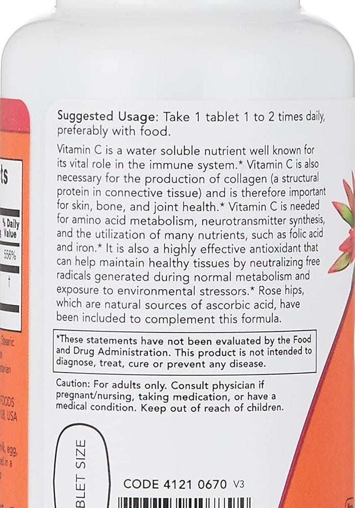 Now Foods C-500 with Rose Hips - 100 Tablets - Image 2