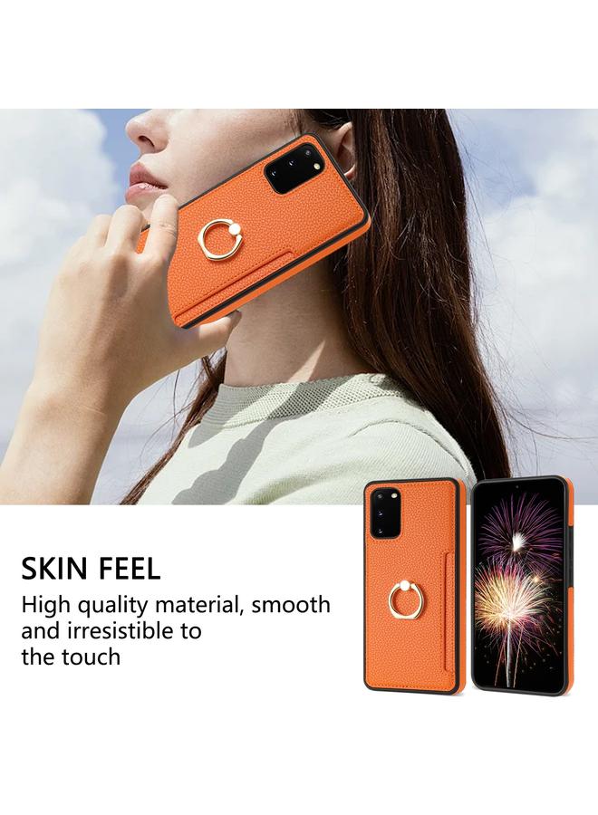 S-TOP Case For Samsung Galaxy S20 Ring Card Litchi Leather Back Phone Case - Image 4
