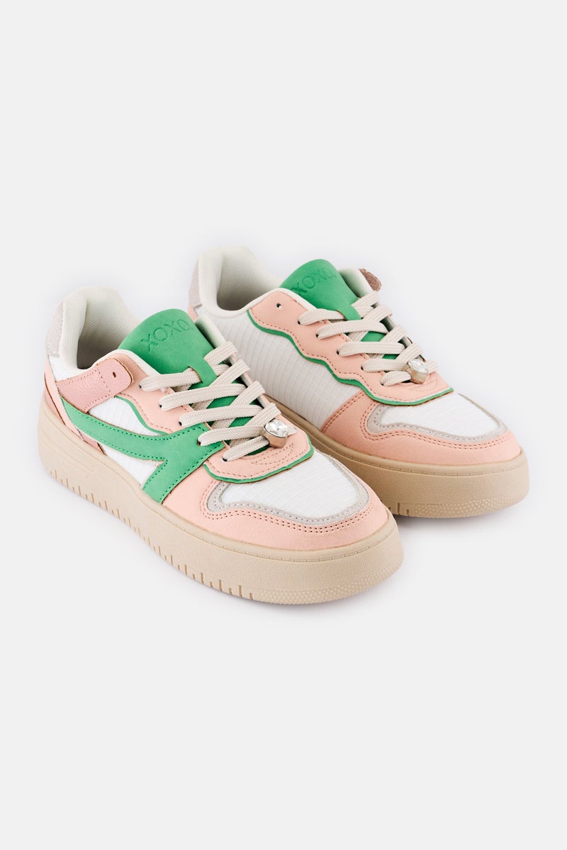 XOXO Women Lace Up Casual Shoes, Multicolor - Image 1