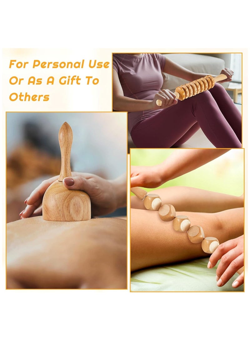 6 Piece Wooden Therapy Massage Tool Set, Wood Therapy Set, Wooden Gua Sha Handheld Massager, Wooden Handheld Massager for Cellulite and Muscle Pain Relief, Body Sculpting Tools - Image 5