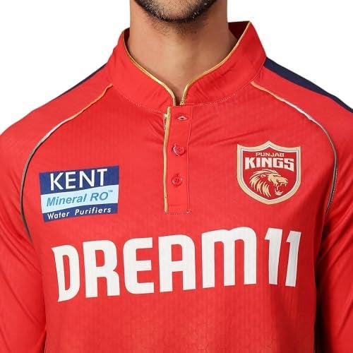 playR x PBKS Match Jersey 2024 - Men’s Plain Half Sleeve Tee Regular Fit, Lightweight, Comfortable, Durable Sports Tee for Match Day, Training, Practice Everyday Wear for All-Season Red - Image 2