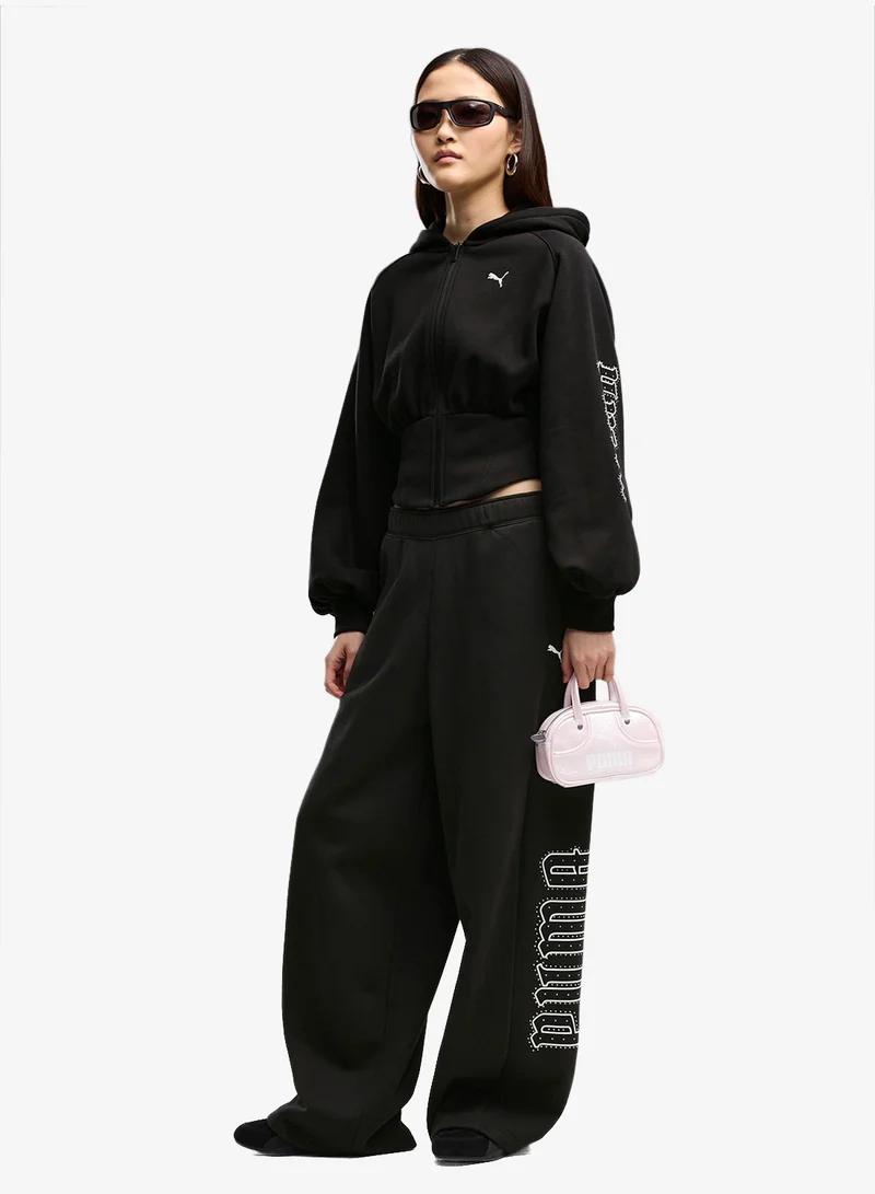 Puma PUMA Black Street Glam Bedazzled Hoodie for Women | Best Price UAE