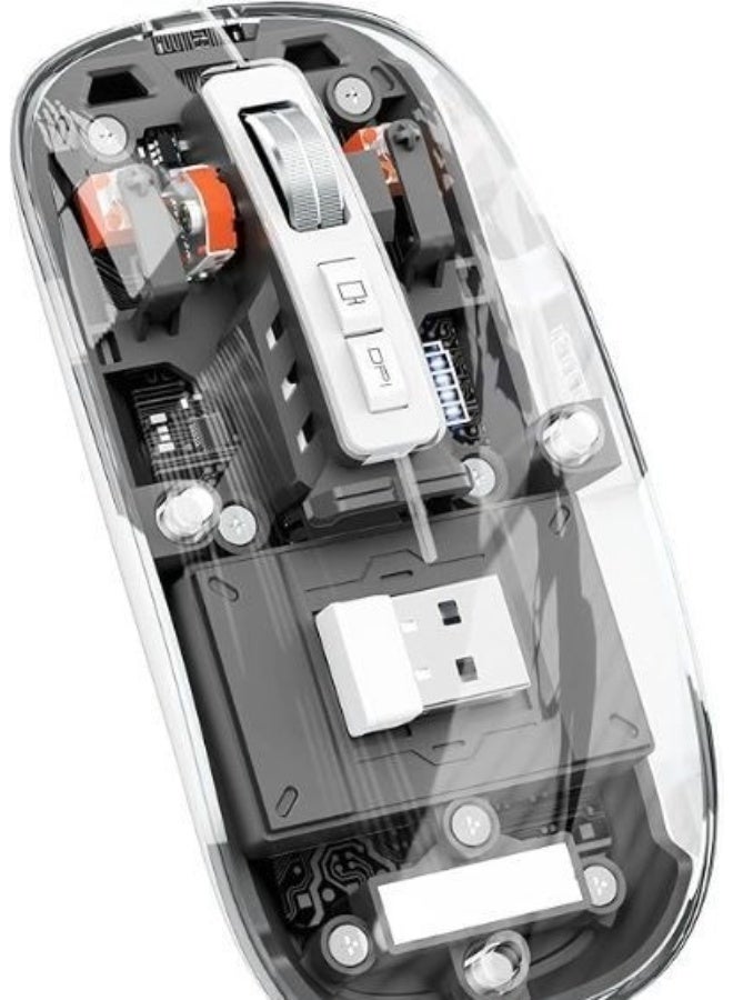 Crystal Transparent Triple-Mode Wireless Mouse - Rechargeable Silent Gaming Mouse with Digital Display - Practical Easy-to-Use for PC & Mac