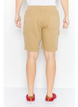 Celio Men Plain Cargo Shorts, Beige  - Image 4