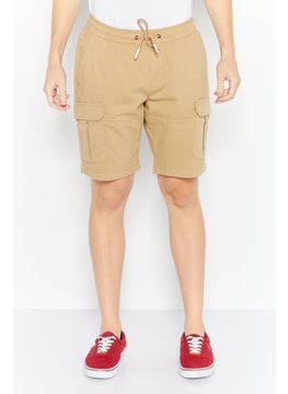 Celio Men Plain Cargo Shorts, Beige  - Image 1