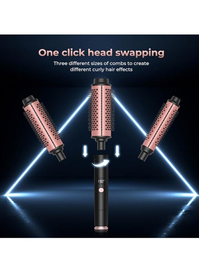 Generic - Thermal Brush Set,Dual Voltage,3 in 1 Ceramic Curling Wand, Fast Heating Hot Brush, 3 Interchangeable Travel Curling Irons for Short, Medium & Long Hair(1.25 Inch, 1.5 Inch & 1.75 Inch) - Image 1