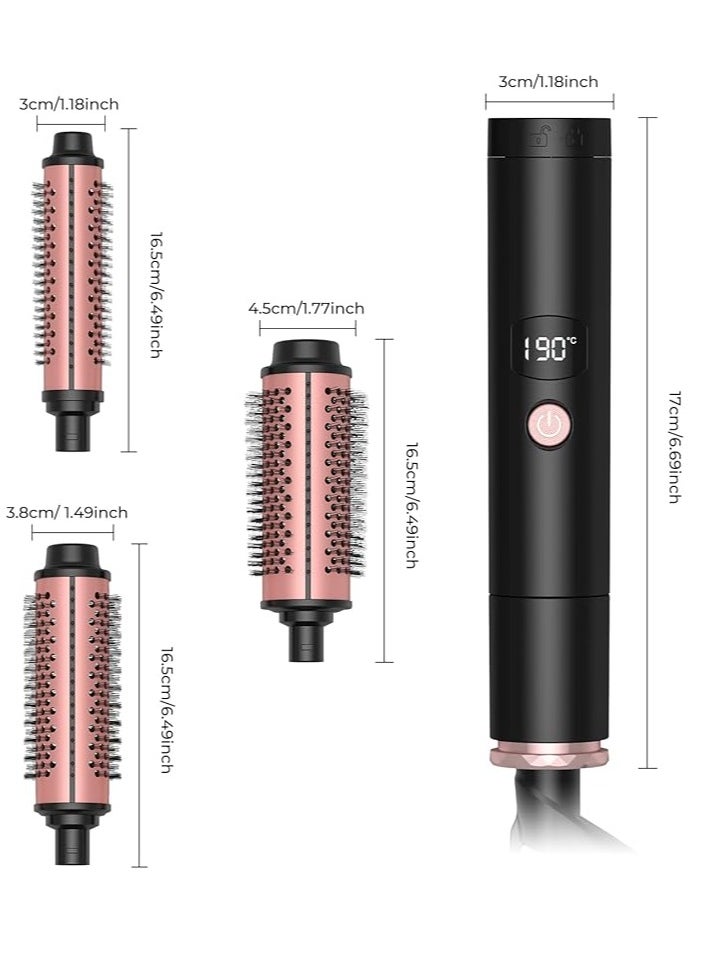 Generic - Thermal Brush Set,Dual Voltage,3 in 1 Ceramic Curling Wand, Fast Heating Hot Brush, 3 Interchangeable Travel Curling Irons for Short, Medium & Long Hair(1.25 Inch, 1.5 Inch & 1.75 Inch) - Image 1