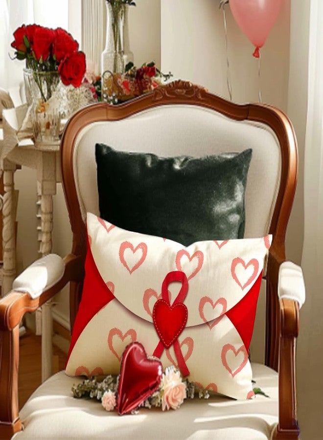 RABUSOFA Valentines Pillow Covers 12x20 inch Valentines Day Decoration Red Love Heart Envelope Anniversary Wedding Lumbar Throw Pillowcase for Couch Home Decor - Image 2