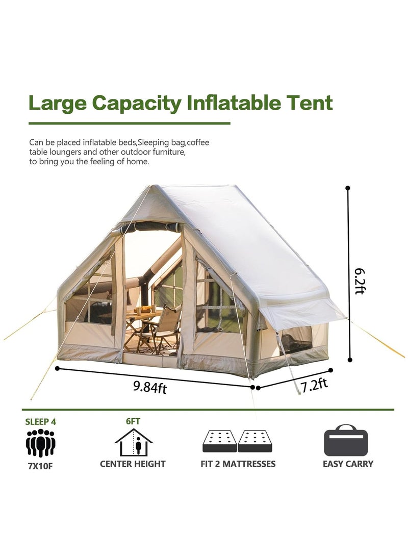 FLYROAD Inflatable Camping Tent with Pump, Glamping Tents, Easy Setup 4 Season Waterproof Windproof Outdoor Blow Up Tent, Luxury Cabin Tent with Mesh Windows & Doors  - Image 2